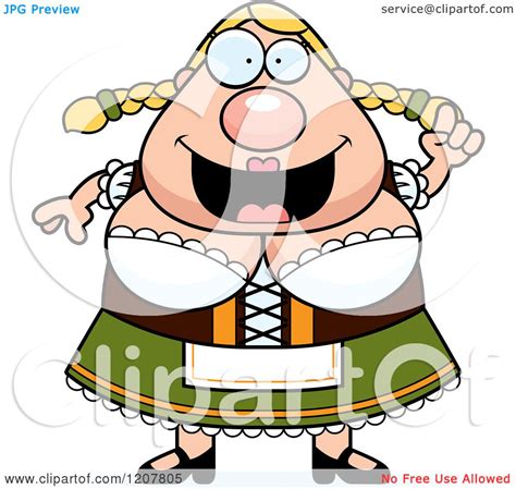 cartoon of a smart chubby oktoberfest german woman