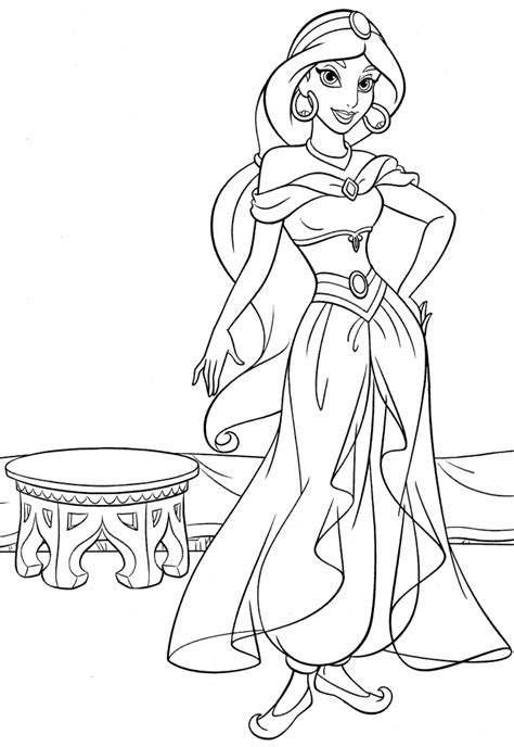 printable disney princess jasmine coloring pages