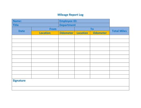 mileage log template doctemplates