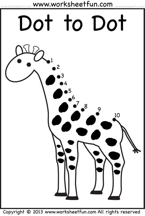 dot  dot numbers    worksheets banana giraffe