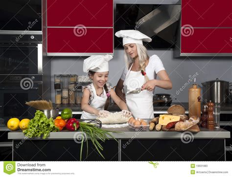 Mom Teaches Daughter To Cook Stock Image Image Of Caucasian Drink