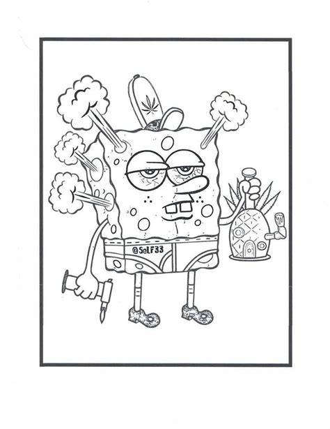 sponge bob stoner coloring pages etsy   coloring books