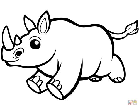 cute baby rhino coloring page  printable coloring pages