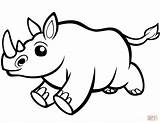 Rhino Coloring Cute Baby Pages Printable Kids Cartoon Rino Drawing Animals Printables Print sketch template
