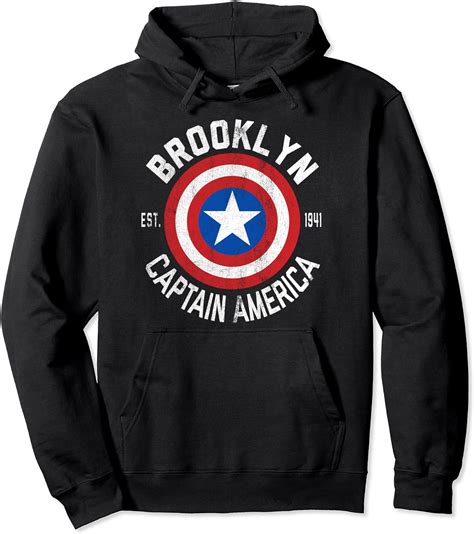 marvel captain america brooklyn shield pullover hoodie amazoncouk fashion