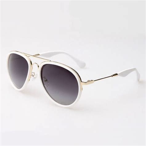 White Frame Reflective Polarized Pilot Sunglasses