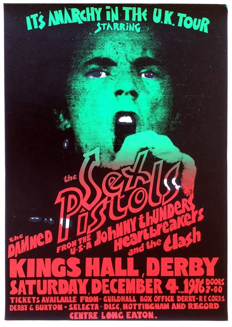 sex pistols clash damned original 1976 “anarchy tour” concert poster