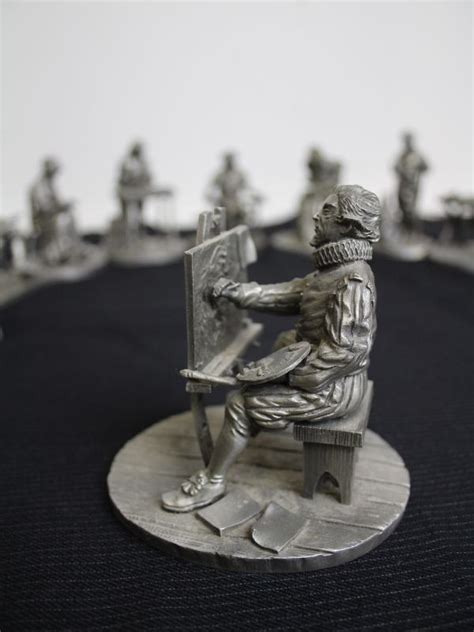 miniaturen set van  tinnen beeldjes van ambachten tin kringwinkel