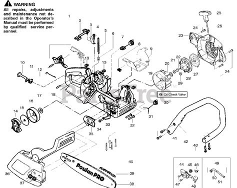 poulan pro pp  poulan pro chainsaw starter parts lookup  diagrams partstree