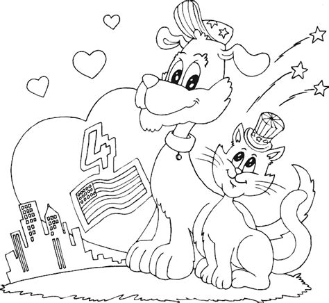 dog  cat fourth  july coloring page cat coloring page cool