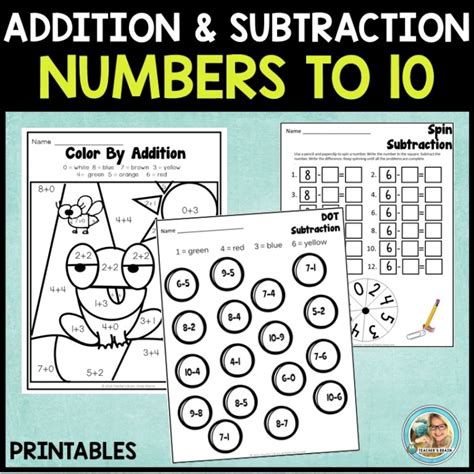 kindergarten addition  subtraction math worksheets   teachers