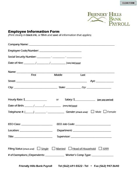 employee information form   aashe