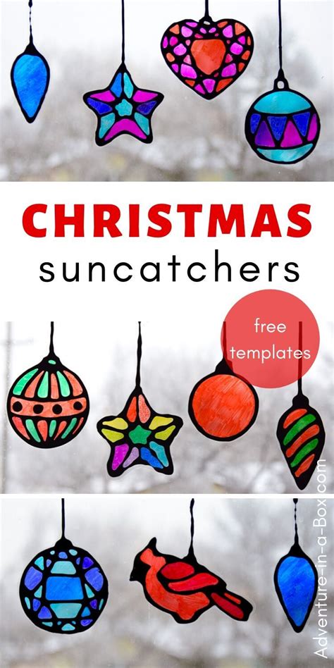 stained glass christmas suncatchers   printable templates