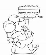 Muis Verjaardag Taart Muizen Maus Dieren Colorare Ausmalbilder Tikus Mewarnai Souris Animasi Coloriages Bergerak Jarig Zoeken Zo Knutselen Animaatjes Ratte sketch template