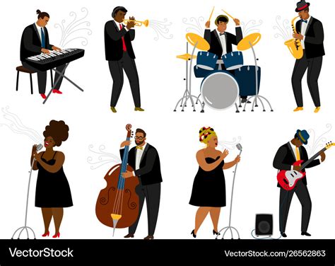 cartoon jazz band musicians royalty  vector image