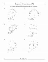 Trapezoids Math Worksheet Worksheets Area Trapezoid Calculating Measurements Various Choose Board sketch template