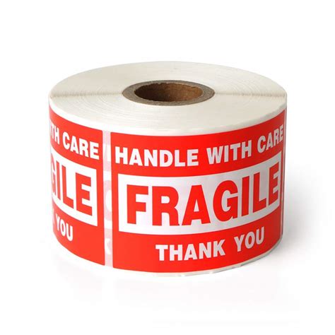 3 X 5 Fragile Sticker For Shipping Glass Product Warning Labels