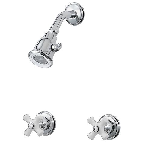 pfister  handle shower faucet  porcelain cross handles  polished chrome  home depot