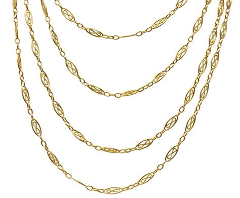 Antique Victorian 18 Karat Gold Watch Long Chain Necklace For Sale At