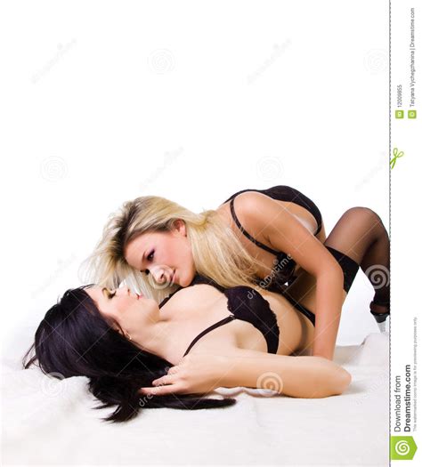 lesbian couple on white background royalty free stock