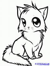 Anime Coloring Pages Cat Cats Cute Getdrawings sketch template