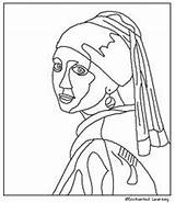 Coloring Pages Vermeer Rembrandt Line Girl Pearl Painting Famous Drawing Earring Choose Board sketch template
