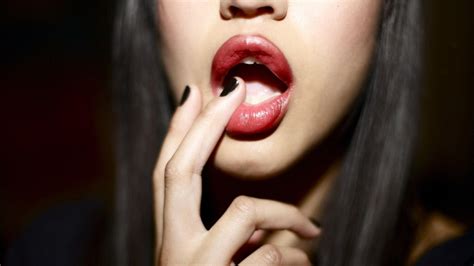 Face Sensuality Sensual Sexy Woman Girl Makeup Mouth Lips Tongue Teeth