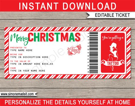 tattoo voucher template gift certificate printable tattoo gift
