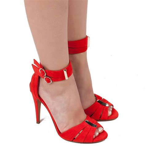 high heel sandals in red suede online shoe store pura lopez pura lopez