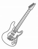Guitar Coloring Pages Bass Electric Drawing Colouring Kids Color Printable Rock Outline Music Musical Band Party Silhouette Fish Drawings Themed sketch template
