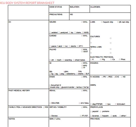 nursing report sheet templates templates  templates