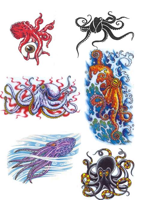 Octopus Tattoo Blue Color Clip Art Library