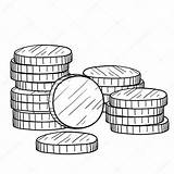 Coins Sketch Coin Stack Illustration Vector Drawing Money Stock Currency Stacks Lhfgraphics Getdrawings Depositphotos sketch template