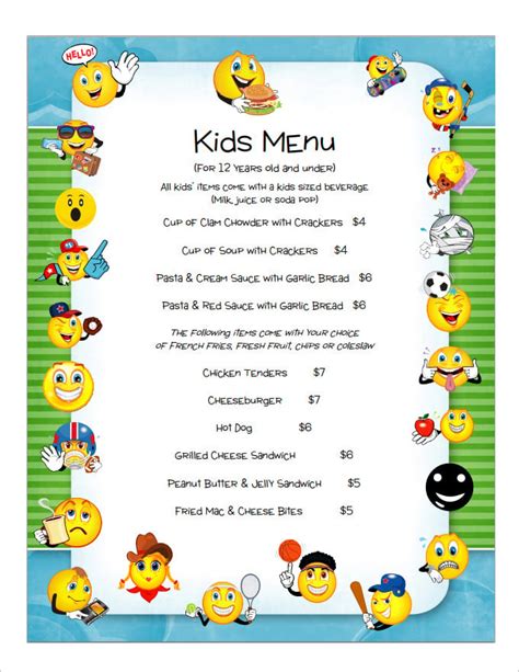 kidss menu