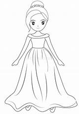 Coloring Pages Girls Dresses Girl Wearing Gown Long Dress Dreamstime sketch template