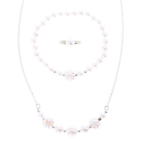 Claire S Club Flower Girl Pearl Jewelry Set 3 Pack