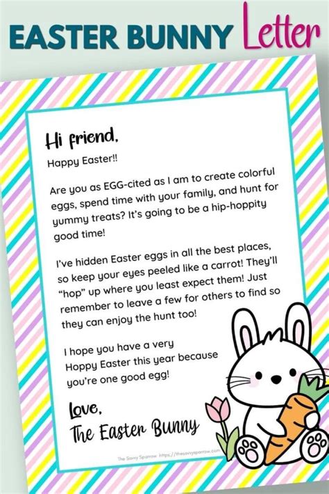 printable easter bunny letter  letter templates  kids