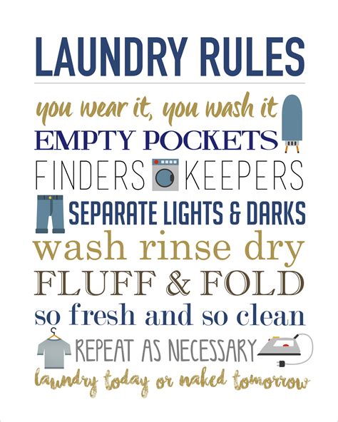 laundry rules printable  easy  print ready