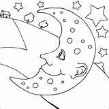 Moon Coloring Pages Kids Space Printable Colouring Over Sheets Stars Sky Christmas Star Choose Board Disney Objects Labels sketch template
