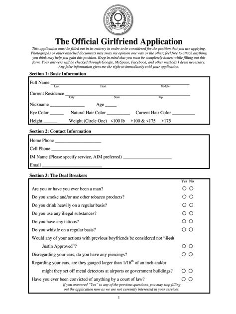 girlfriend application fill out and sign online dochub