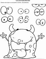 Cut Paste Monster Craft Printable Activities Crafts Worksheets Printables Monsters Preschool Kids Face Parts Worksheet Halloween Templates Own Clipart Fun sketch template