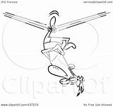 Walker Rope Tight Stuck Unbalanced Upside Toonaday Royalty Clipart Outline Illustration Down Rf Line sketch template