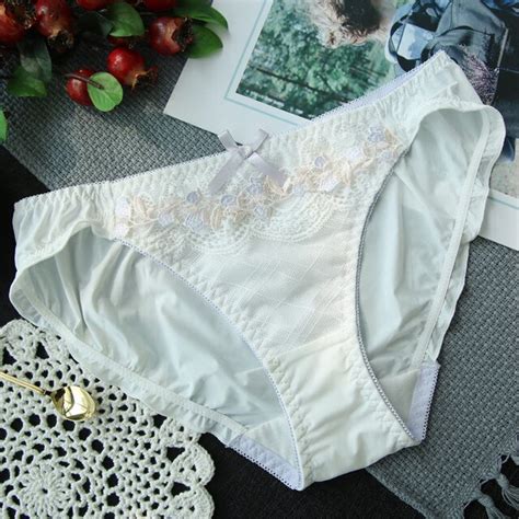 japanese sweet milk silk embroidery lace underwear girls low waist hip