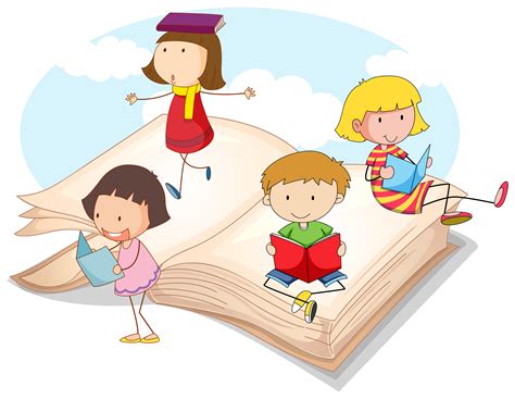 children reading books  vector art  vecteezy