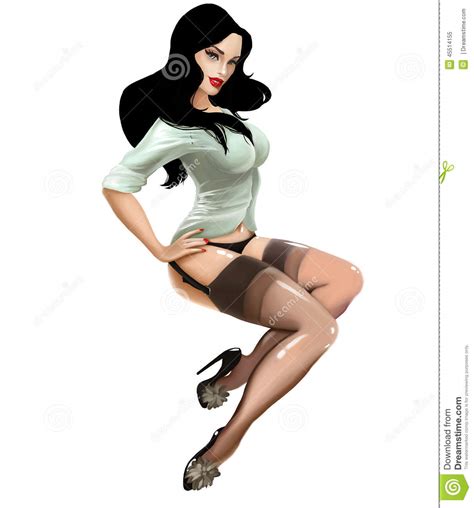 illustration with beautiful sexy vintage girl pin up stock illustration image 45514155