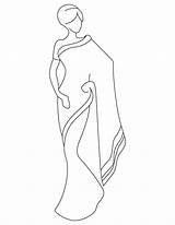 Saree Coloring Pages Drawing Easy Kids Sari Sketch Girl Simple Dress Clipart Draw Bride Fashion Drawings Groom Clip Illustration Stencils sketch template