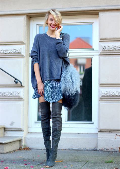 Chic Street Style Outfits With Over The Knee Boots
