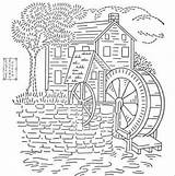 Mill Coloring Old Embroidery Pattern Designlooter 25kb 300px Drawings sketch template