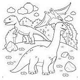 Druku Krajobraz Prehistoryczny Dinozaurami Kolorowanka sketch template