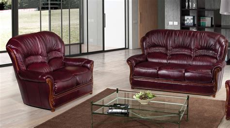 modern italian leather living room sofa set  pcs burgundy traditional